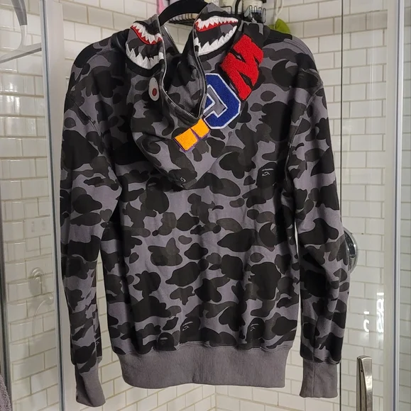 Bape A Bathing Ape Ink Camo Shark Hoodie Zip-Up.